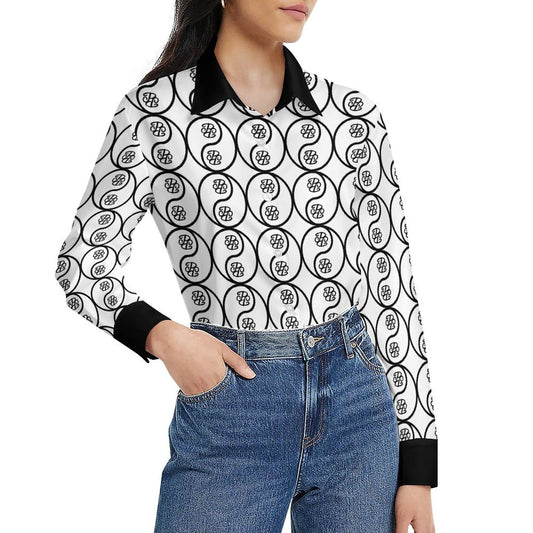 Phallacy Yin-Yang Designer Long-Sleeve Blouse