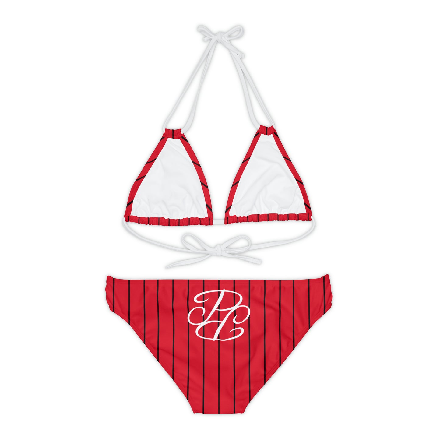 Phallacy Players Striped Designer Strappy Bikini Set