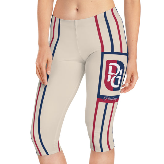 Phallacy Striped Designer Capri Leggings