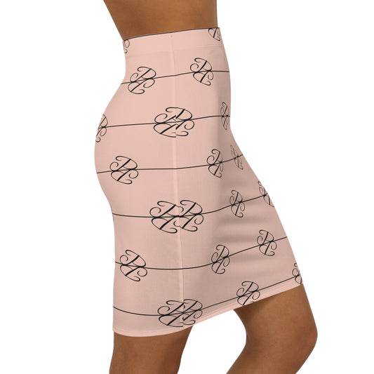 Phallacy Players  Designer Mid-Waist Pencil Skirt