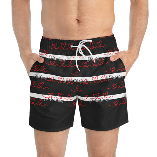 Phallacy Signature Striped Designer Swim Trunks