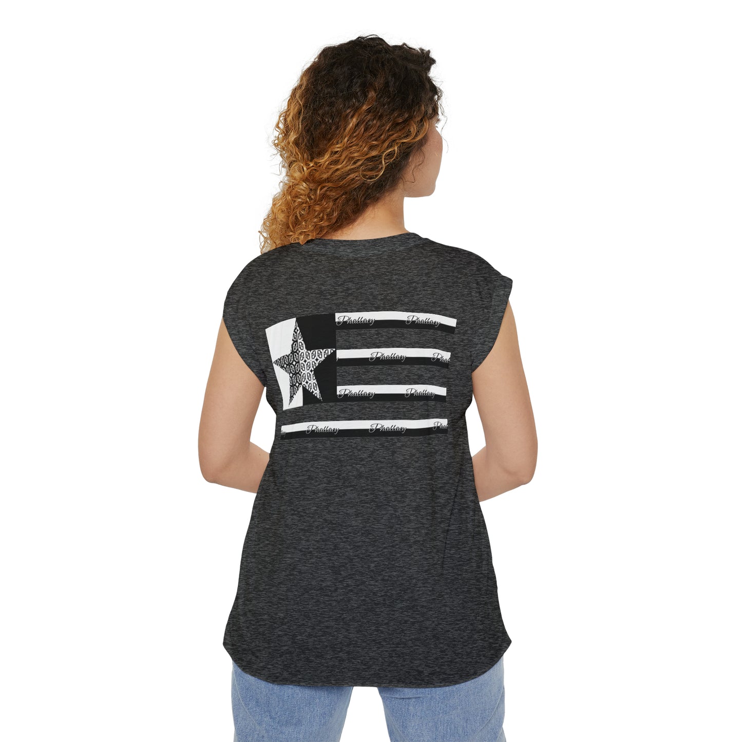 Phallacy Flag Women’s Flowy Rolled Cuffs Muscle Tee