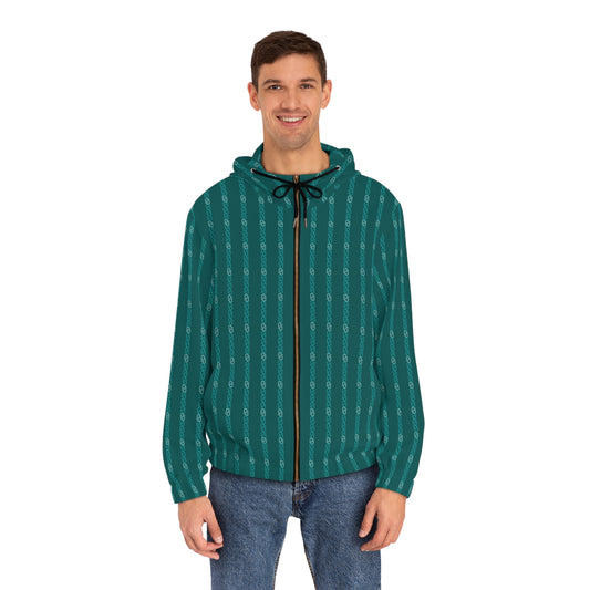 Phallacy Striped Designer Men's Full-Zip Hoodie