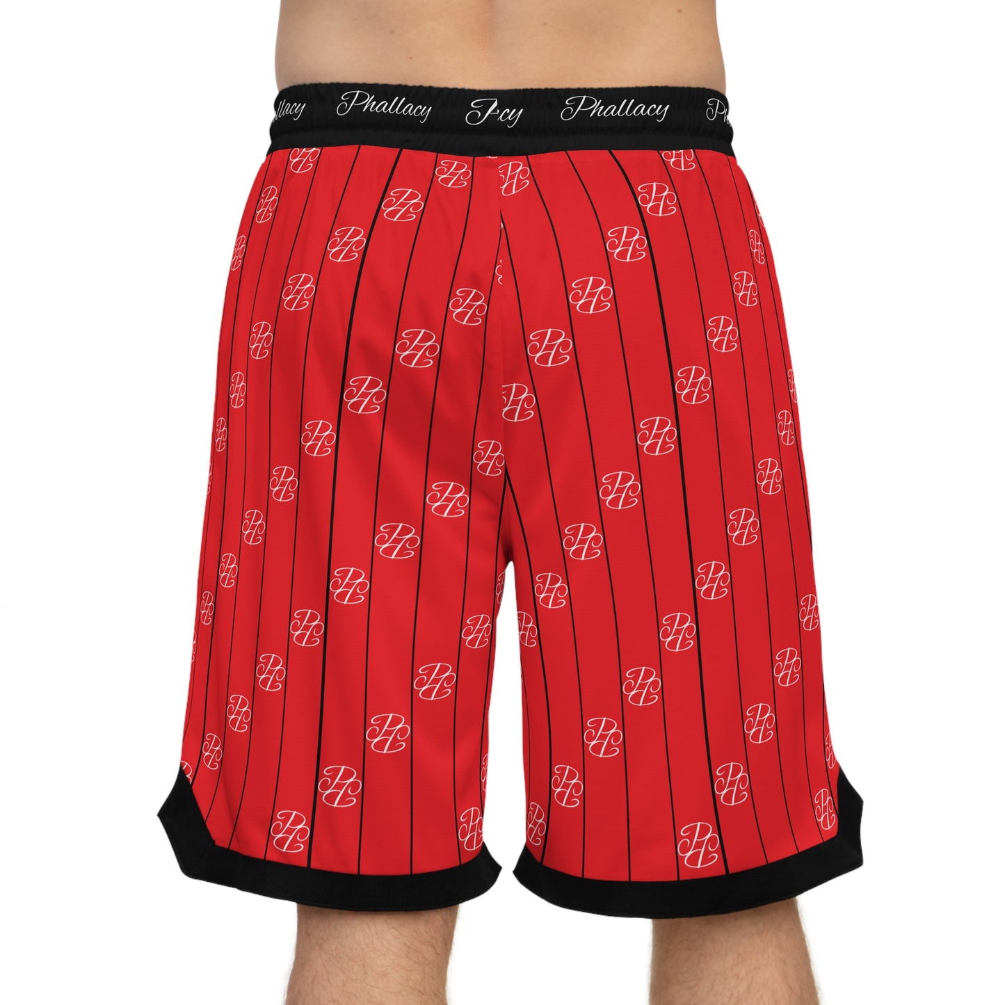 Phallacy Striped Designer Unisex Basketball Shorts