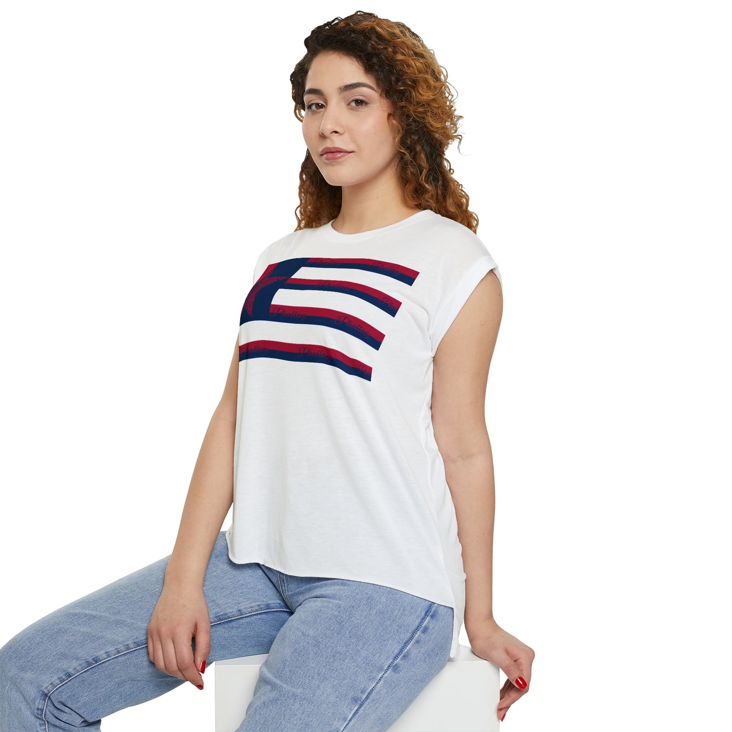 Phallacy Flag Women’s Flowy Rolled Cuffs Muscle Tee