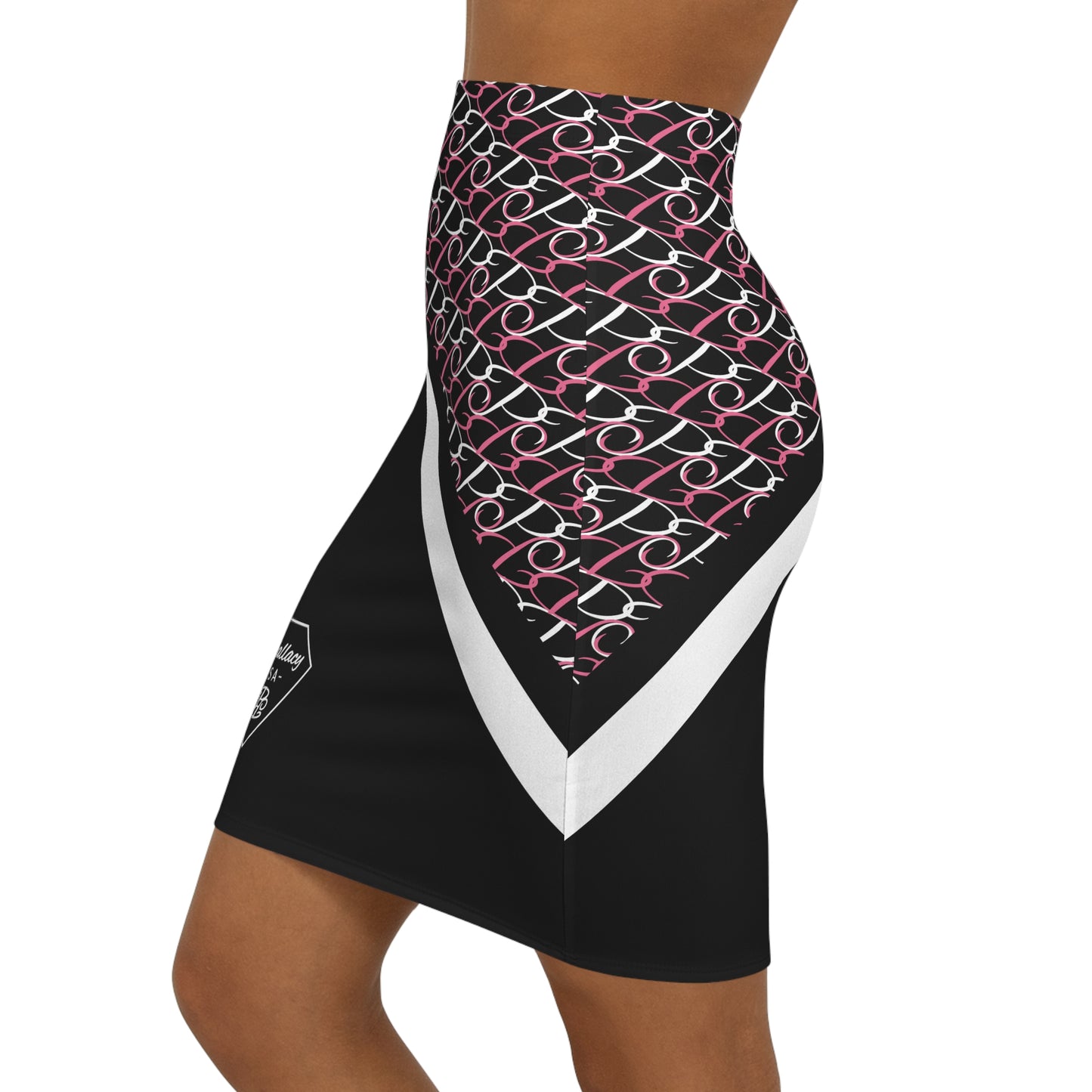 Phallacy Diamond Designer Mid-Waist Pencil Skirt