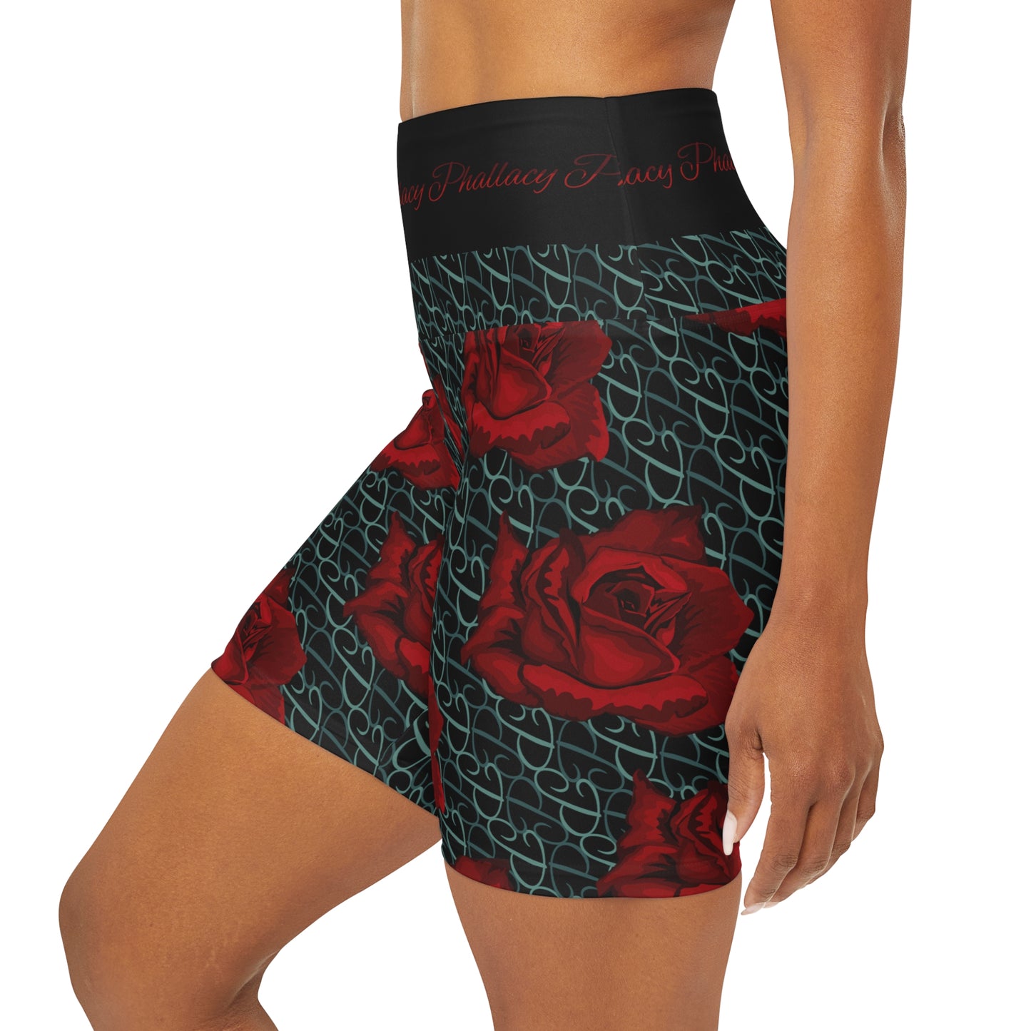 Phallacy Designer Floral High Waisted Yoga Shorts