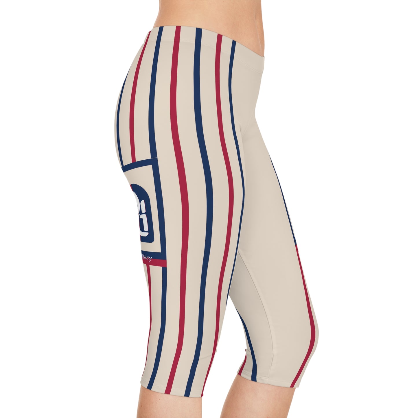 Phallacy Striped Designer Capri Leggings