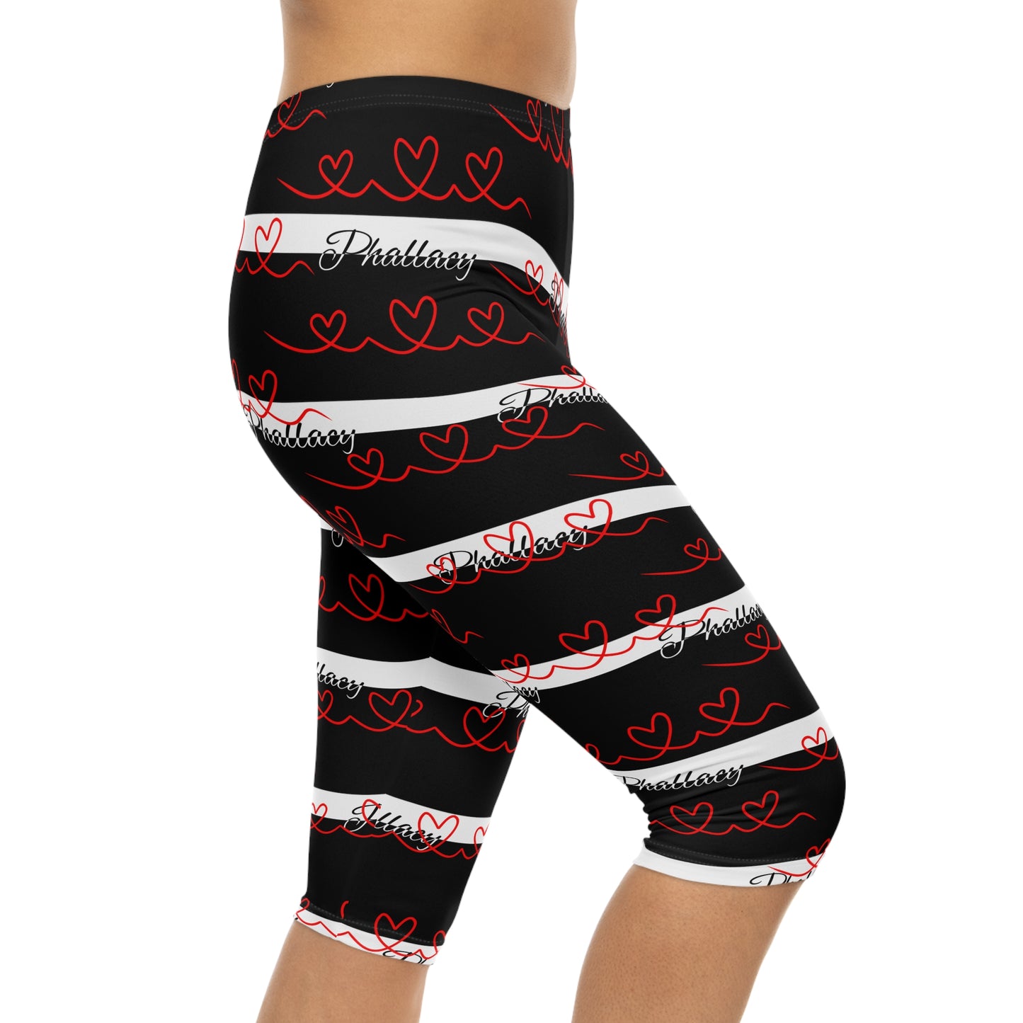 Phallacy Signature Striped Designer Capri Leggings