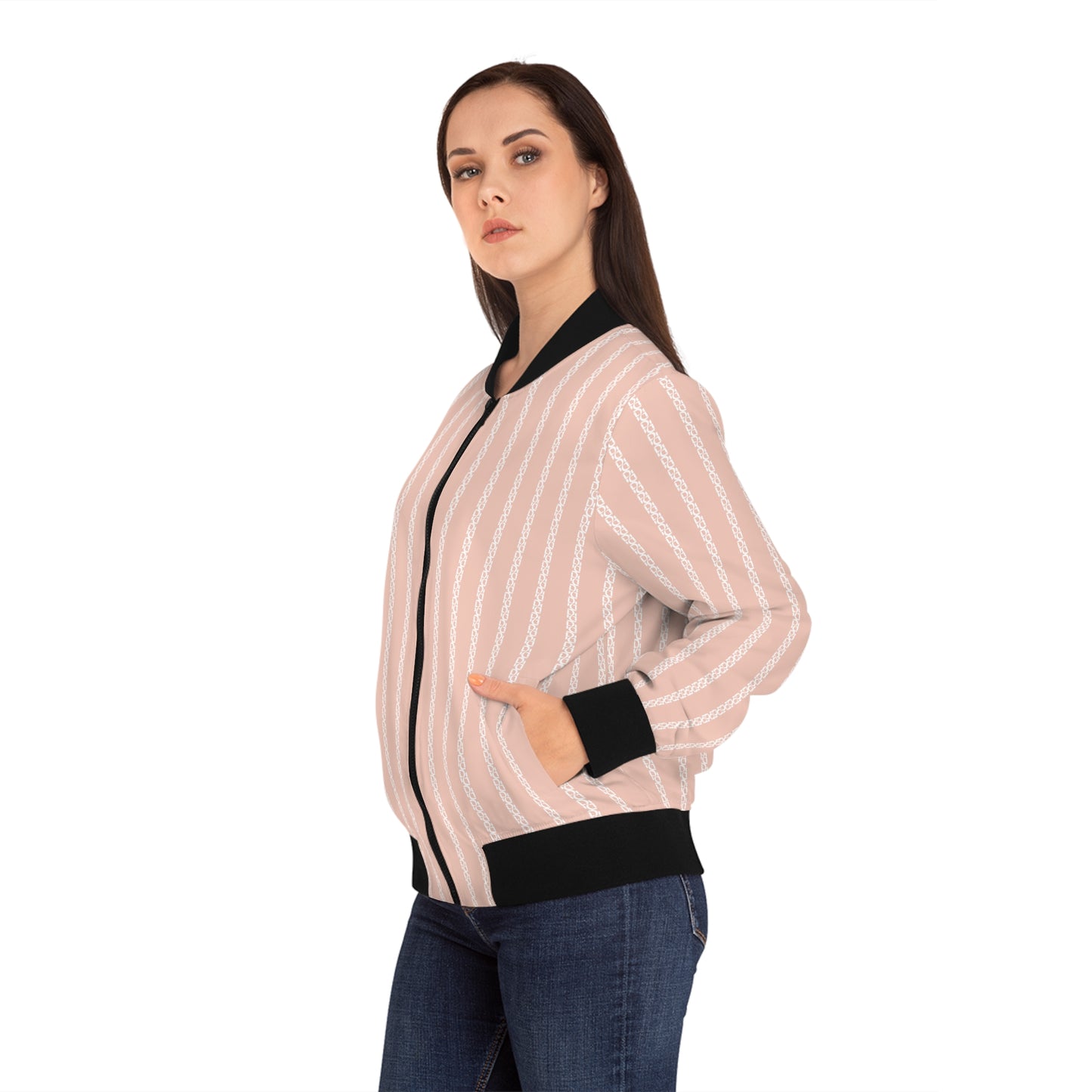 Phallacy Striped Designer Women's Bomber Jacket