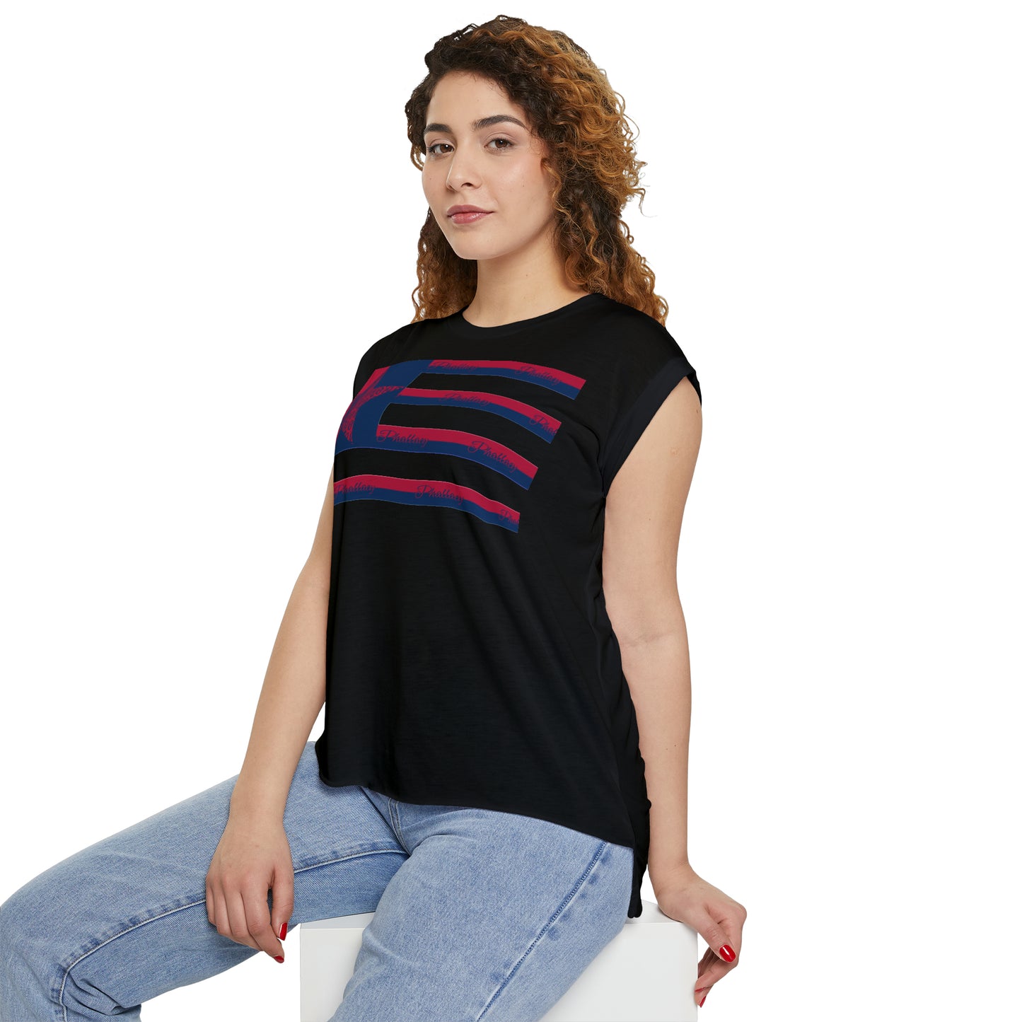 Phallacy Flag Women’s Flowy Rolled Cuffs Muscle Tee