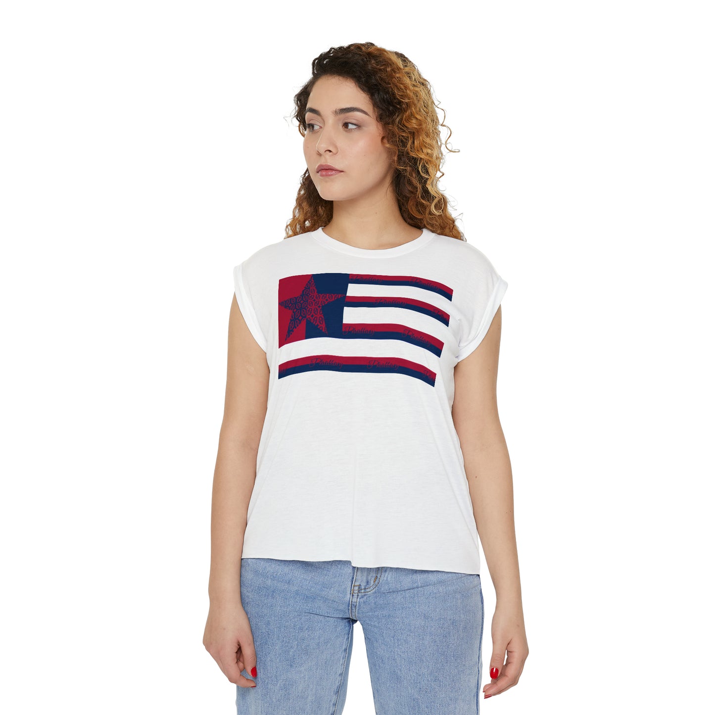 Phallacy Flag Women’s Flowy Rolled Cuffs Muscle Tee