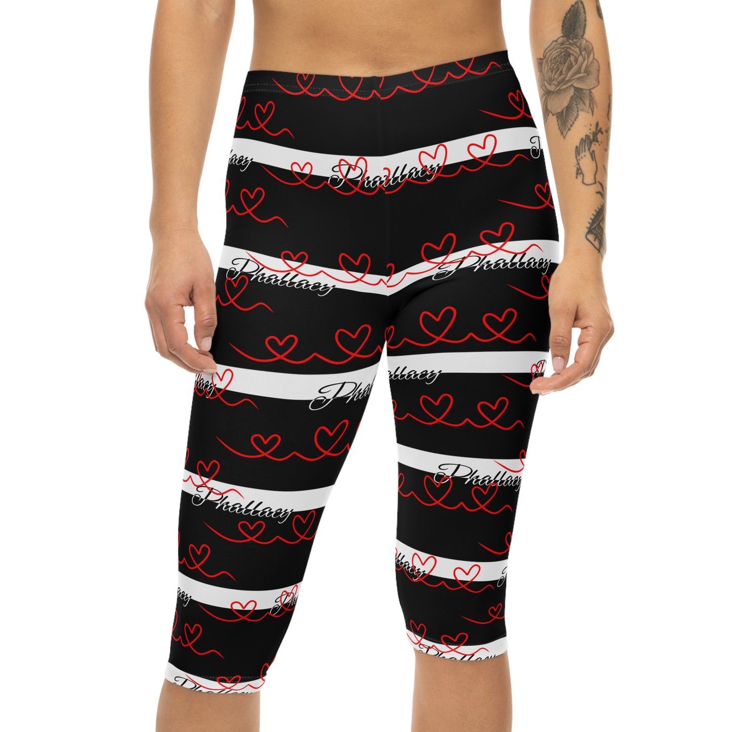 Phallacy Signature Striped Designer Capri Leggings