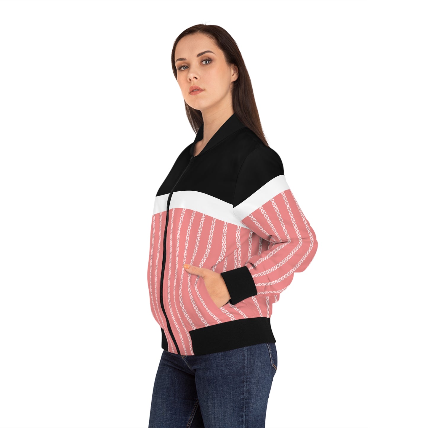 Phallacy Striped Designer Women's Bomber Jacket