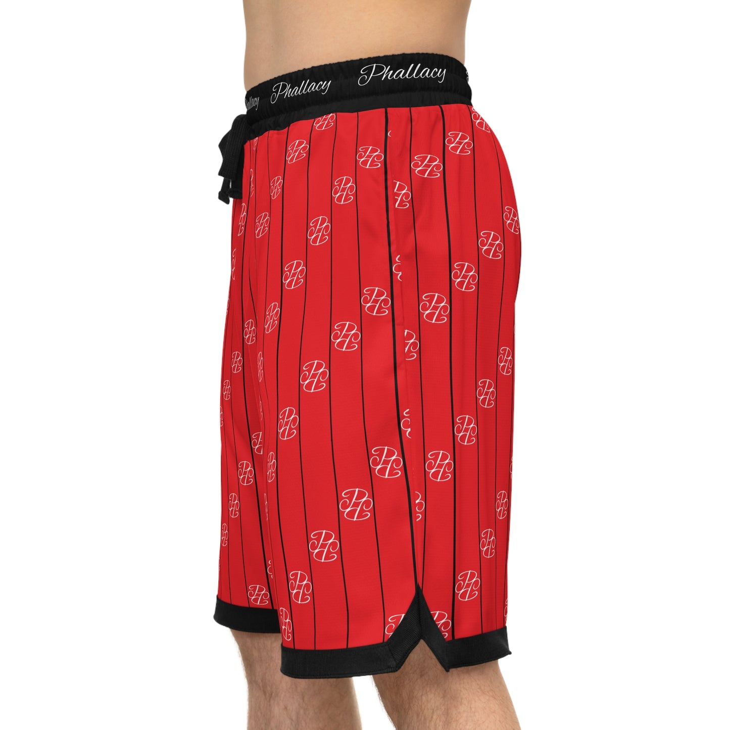 Phallacy Striped Designer Unisex Basketball Shorts