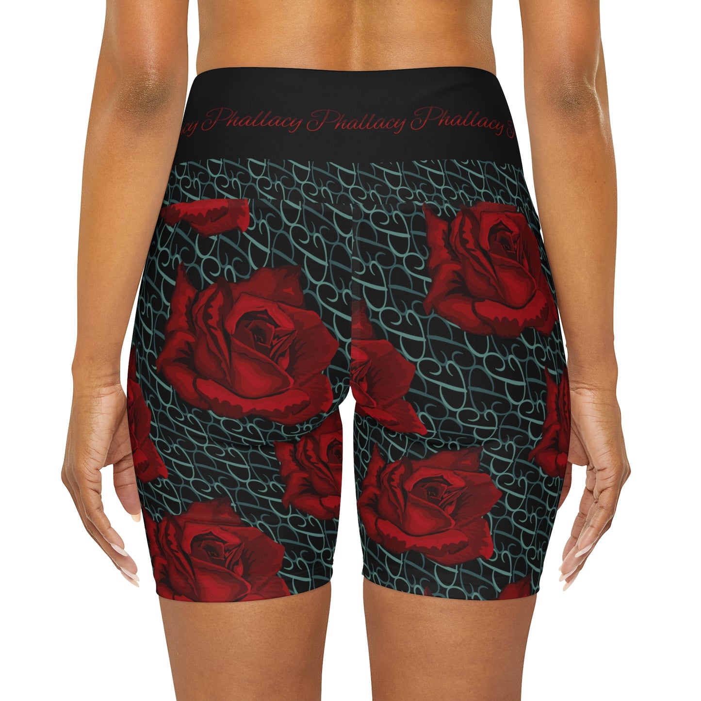 Phallacy Designer Floral High Waisted Yoga Shorts