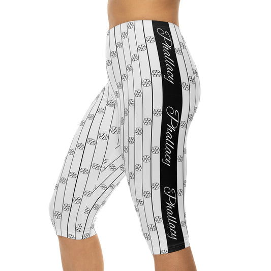 Phallacy Striped Designer Capri Leggings