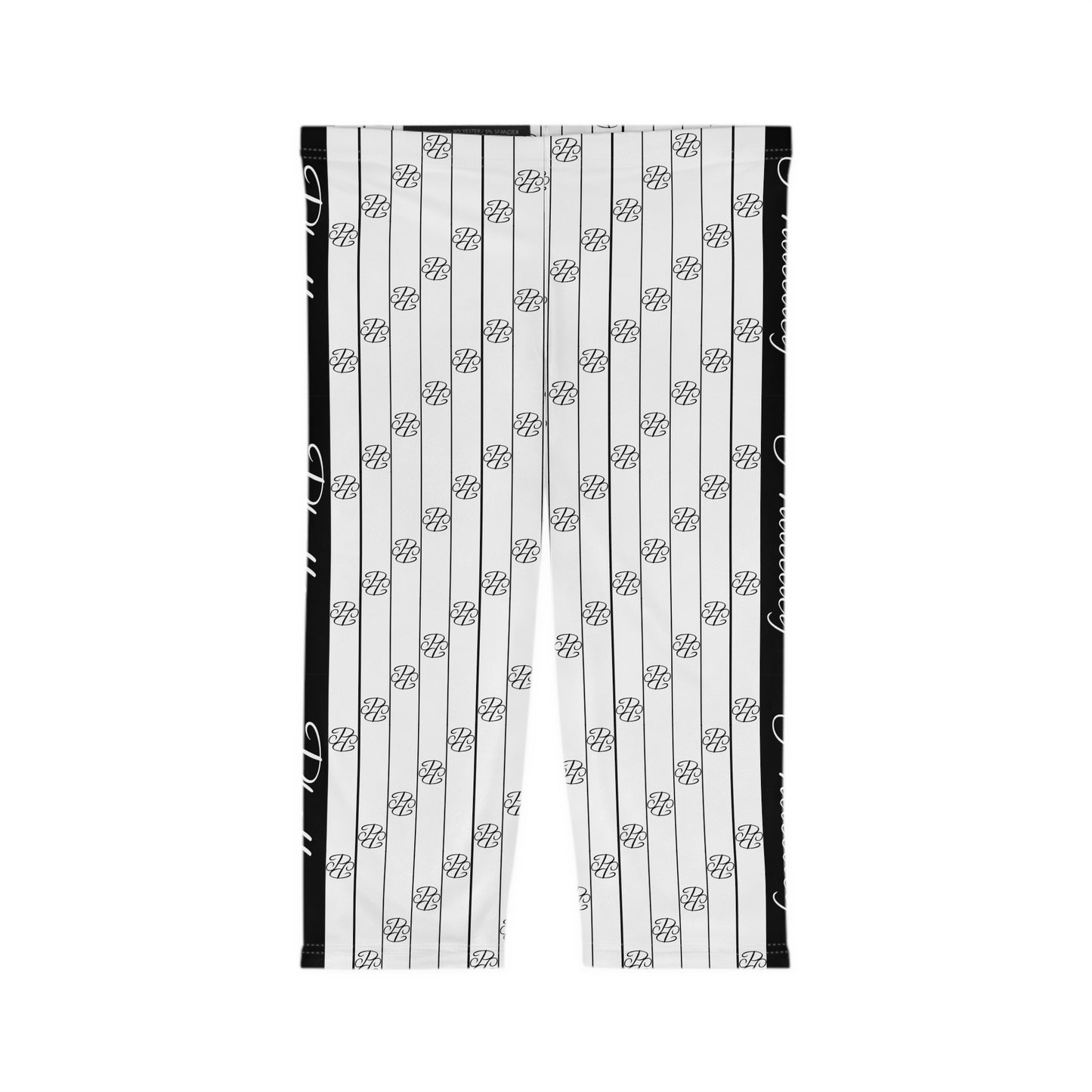 Phallacy Striped Designer Capri Leggings