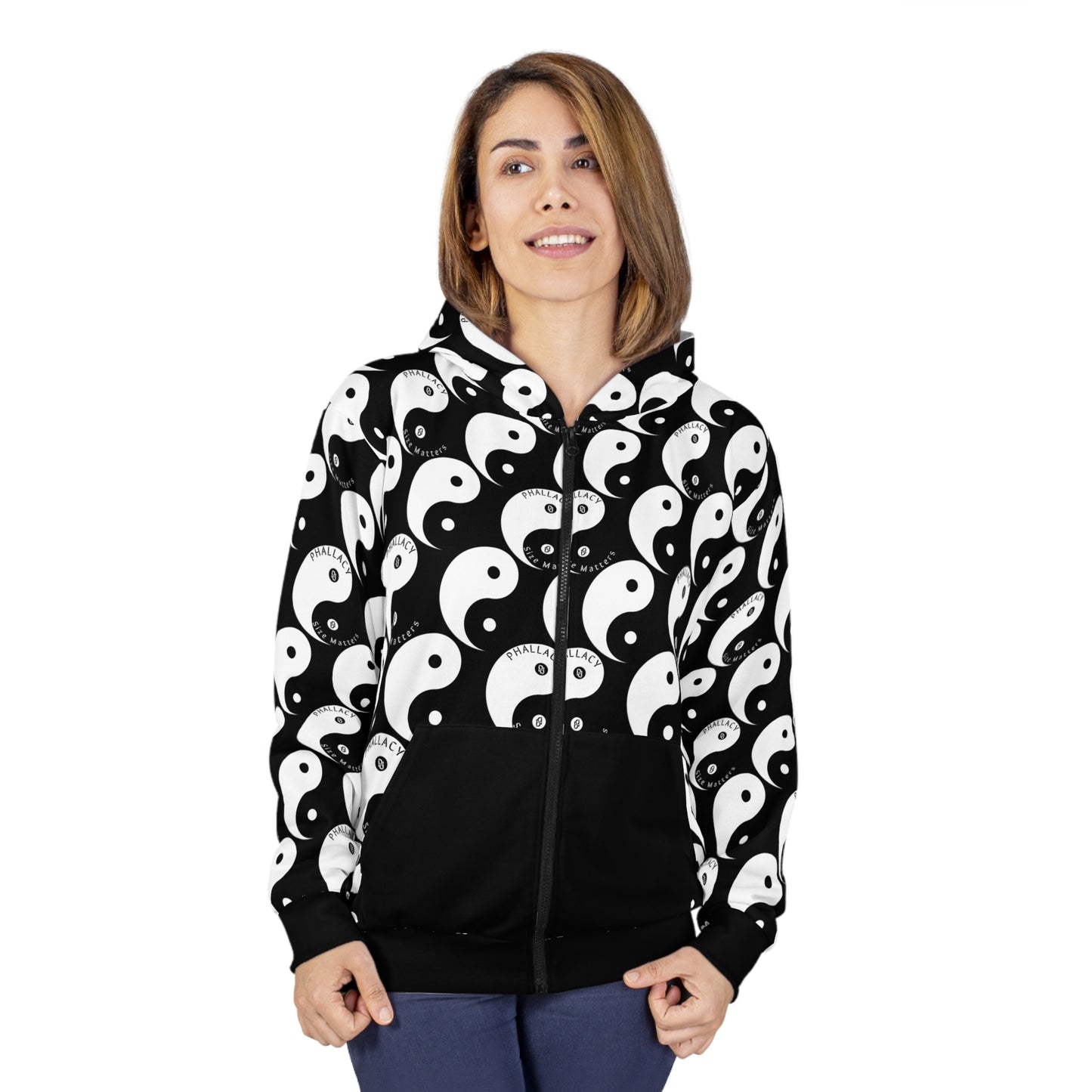 Phallacy Yin-Yang Designer Unisex Zip Hoodie