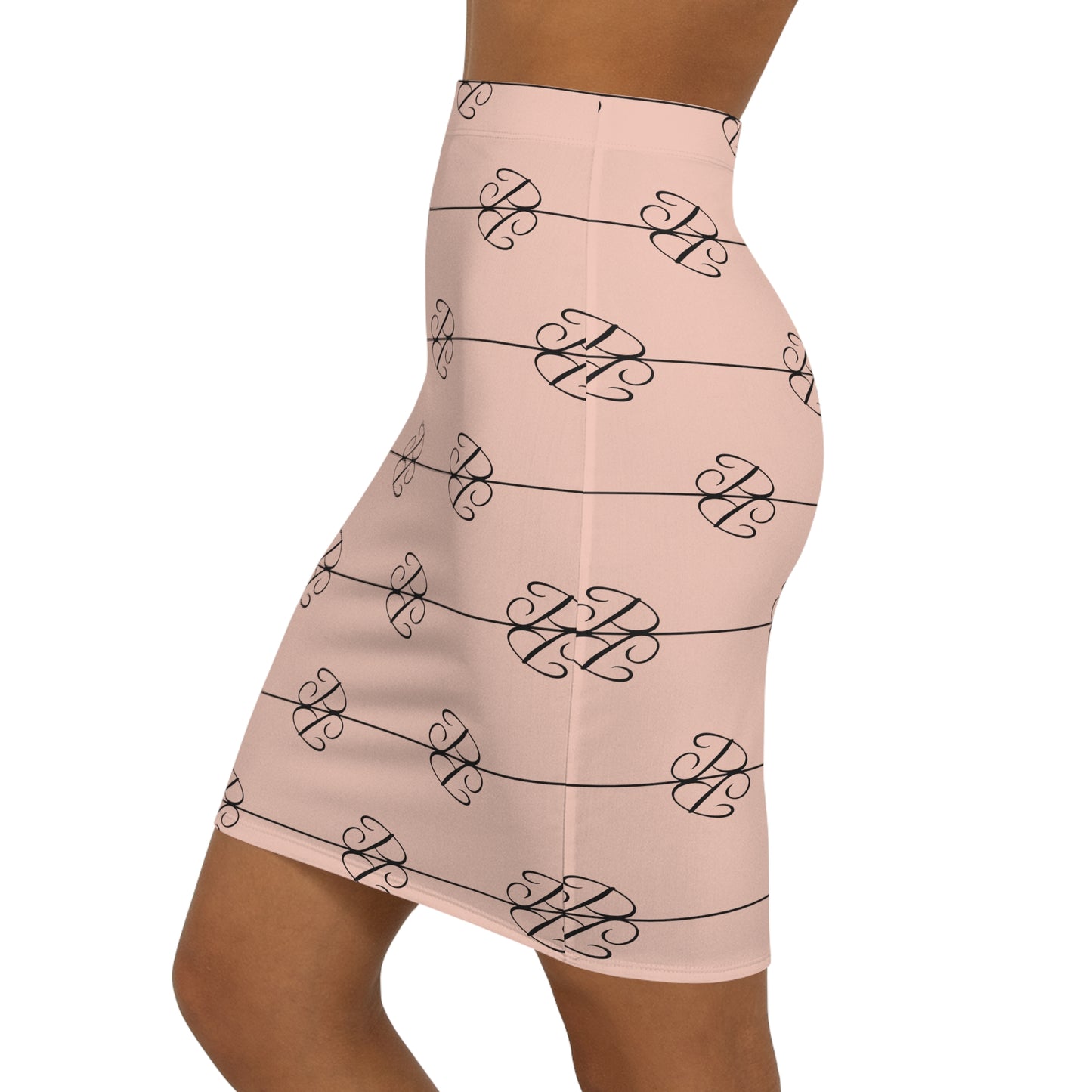 Phallacy Players  Designer Mid-Waist Pencil Skirt