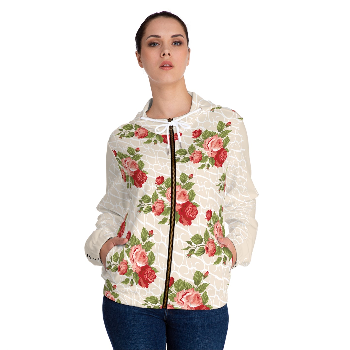 Phallacy Designer Floral Women’s Full-Zip Hoodie