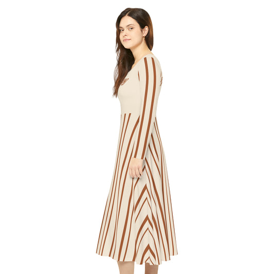 Phallacy Striped Designer Long Sleeve Dance Dress