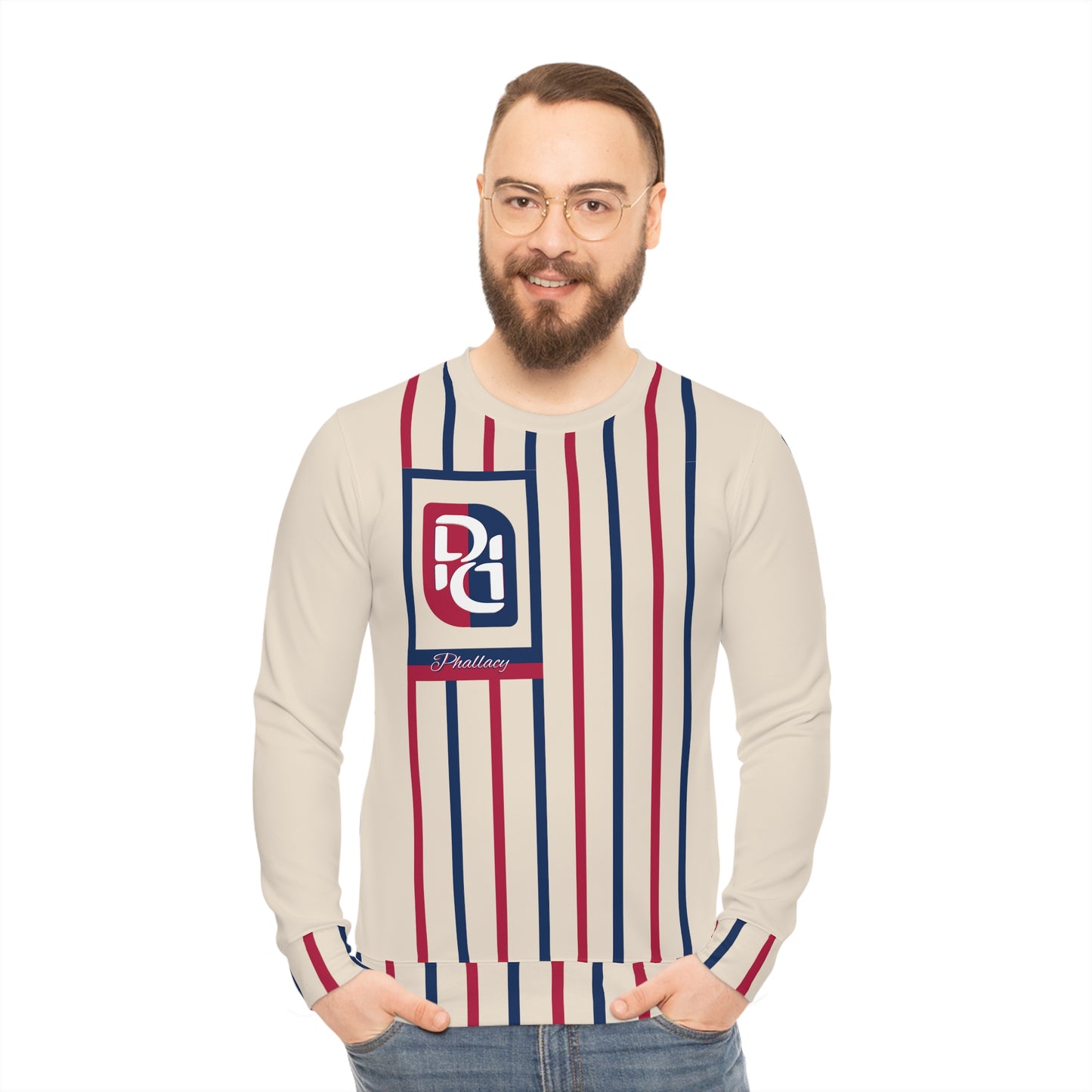 Phallacy Striped Designer Lightweight Sweatshirt