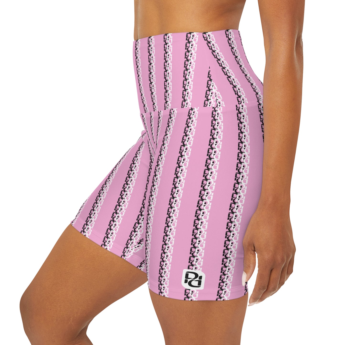 Phallacy Striped Designer High Waisted Yoga Shorts