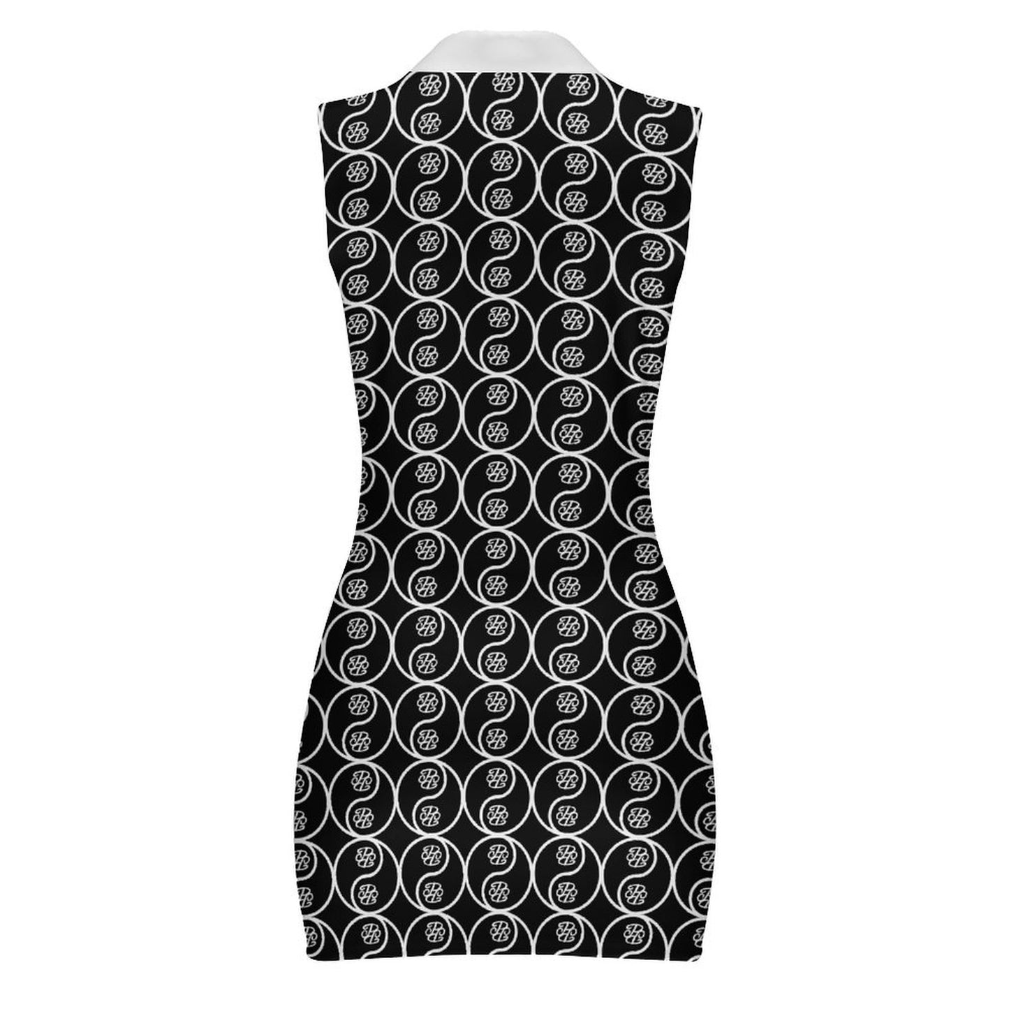 Phallacy Yin-Yang Designer Sleeveless Zip-Up Polo Dress