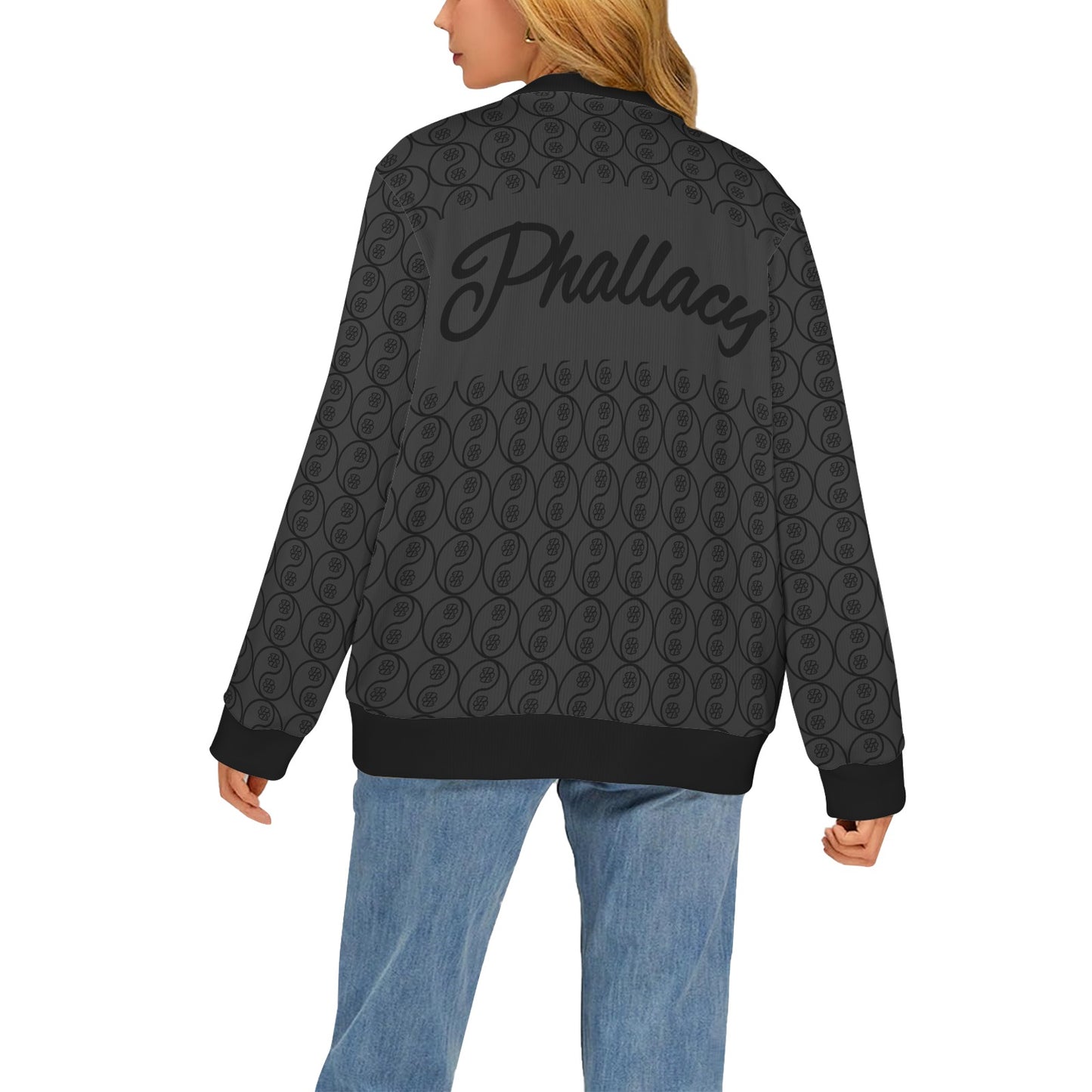 Phallacy Yin-Yang Designer Ribbed Cardigan