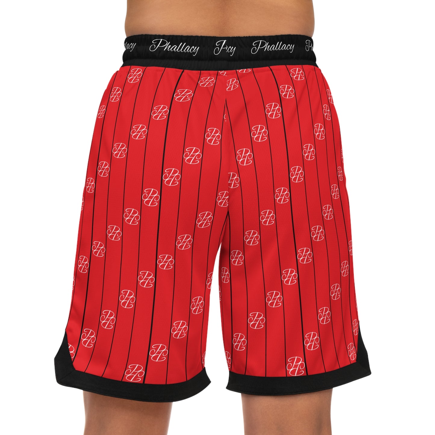 Phallacy Striped Designer Unisex Basketball Shorts