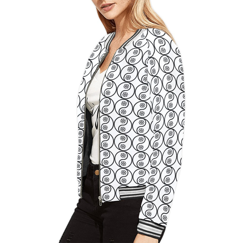 Phallacy Yin-Yang Designer Women's Varsity Bomber Jacket