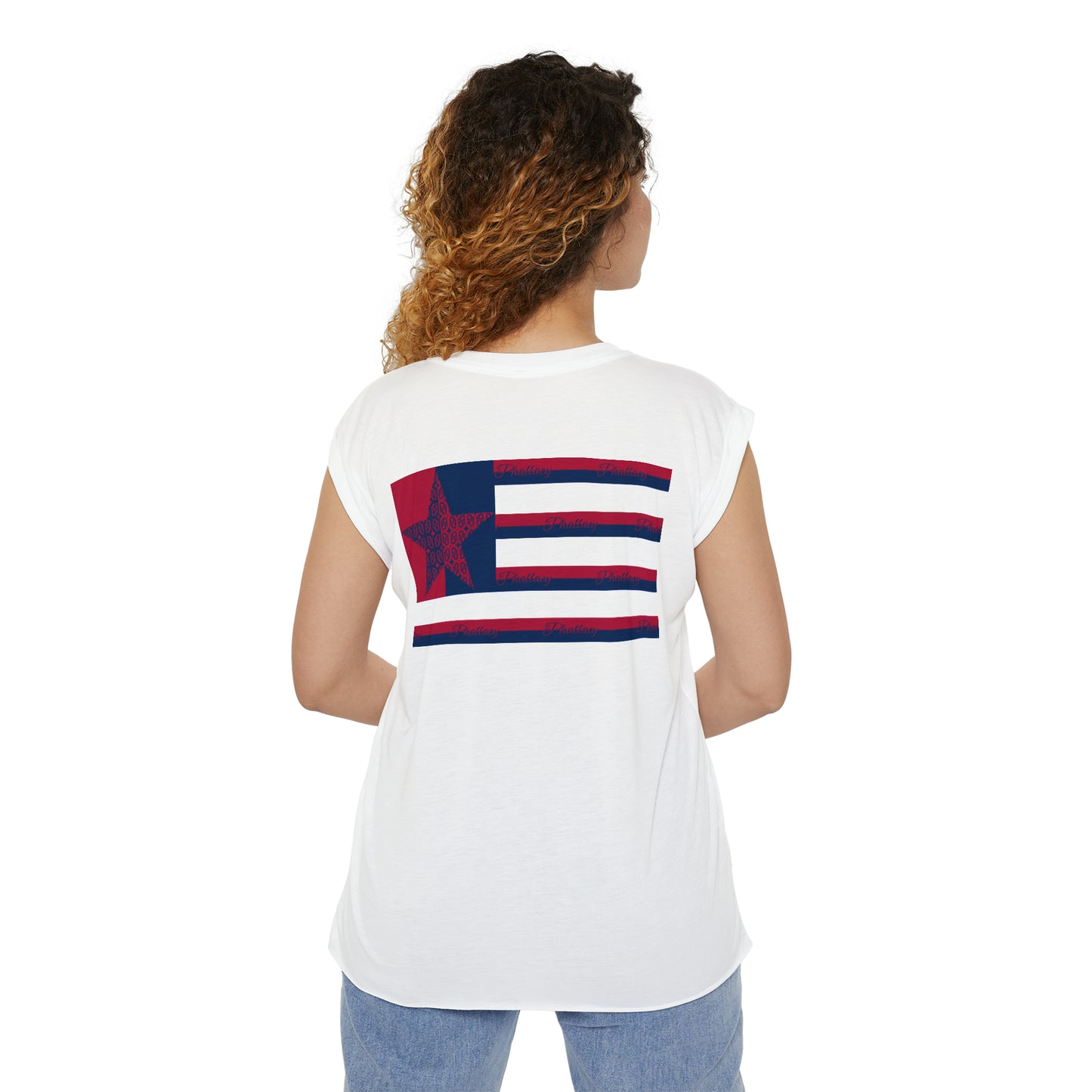 Phallacy Flag Women’s Flowy Rolled Cuffs Muscle Tee