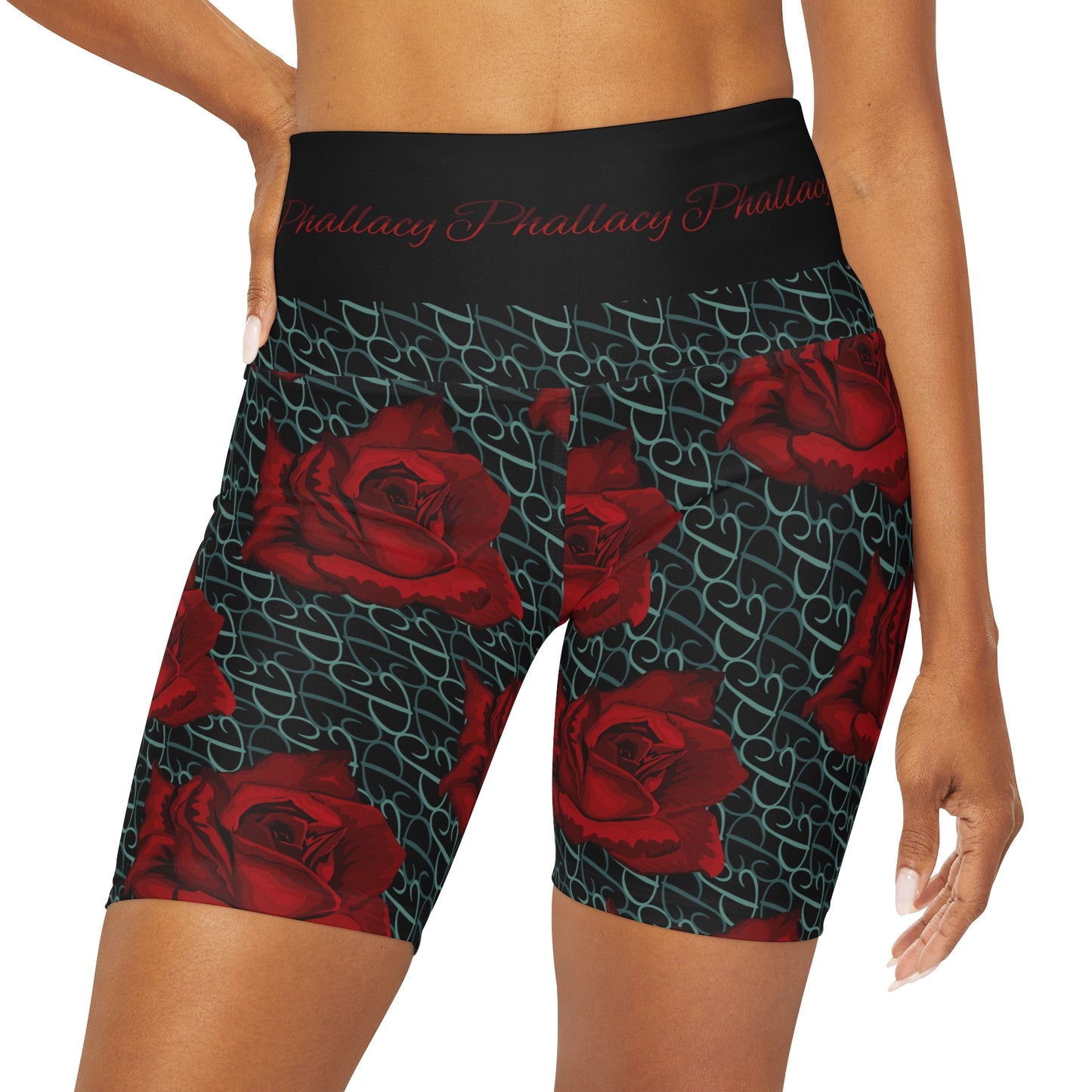 Phallacy Designer Floral High Waisted Yoga Shorts