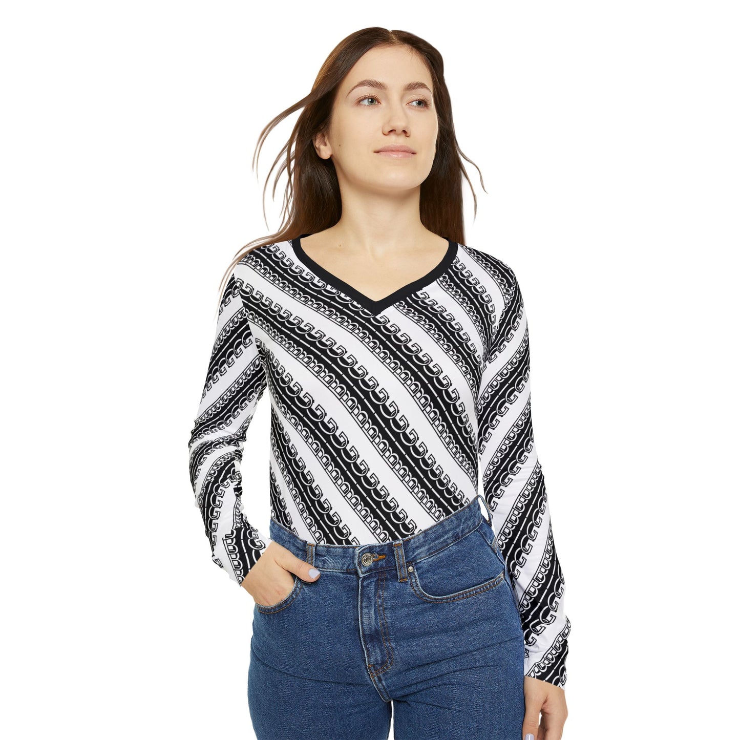 Phallacy BIG Designer Women's Long Sleeve V-neck Shirt