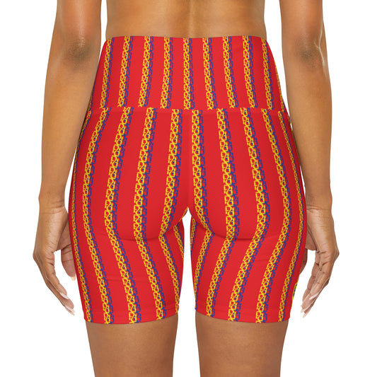 Phallacy Striped Designer High Waisted Yoga Shorts