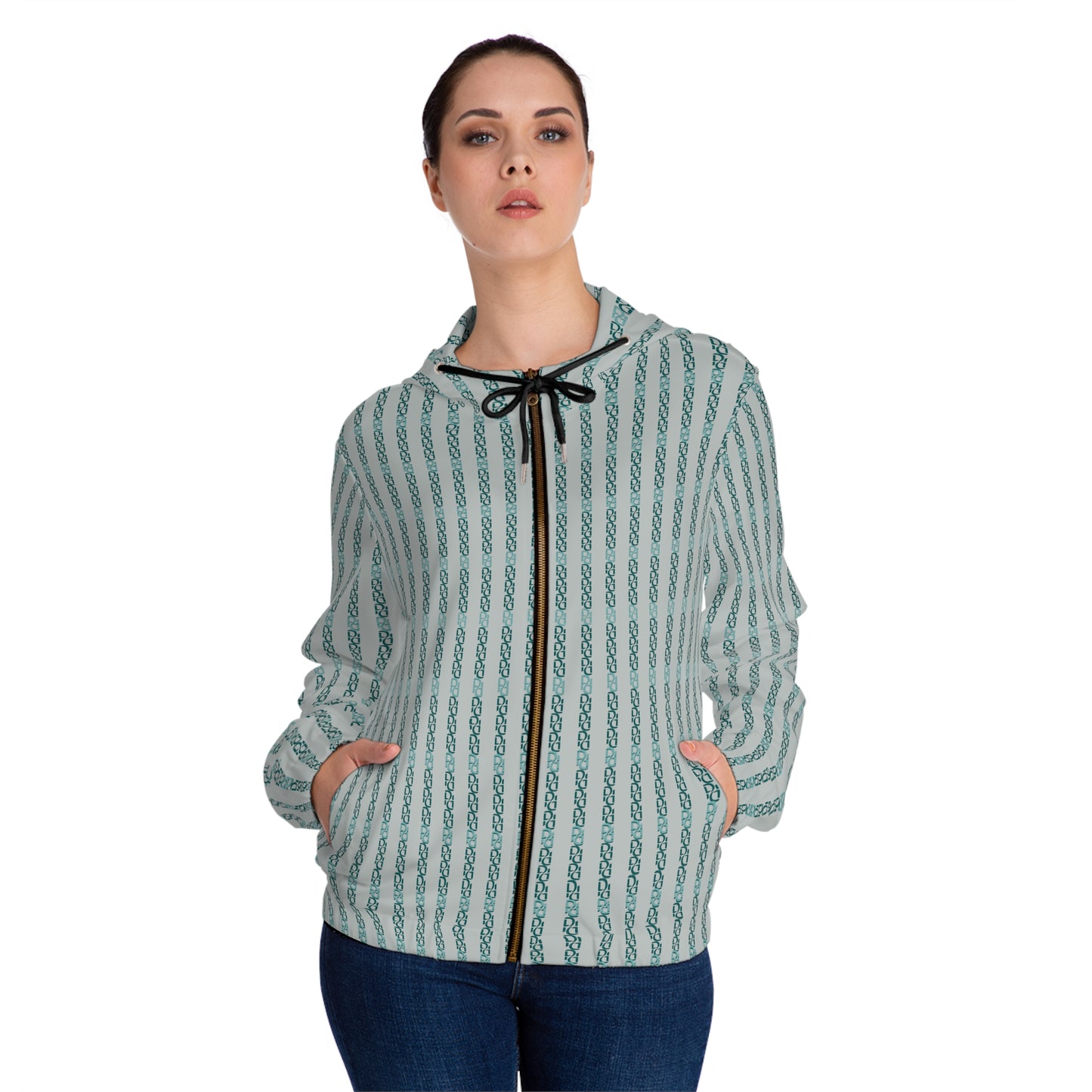 Phallacy Striped Designer Women’s Full-Zip Hoodie