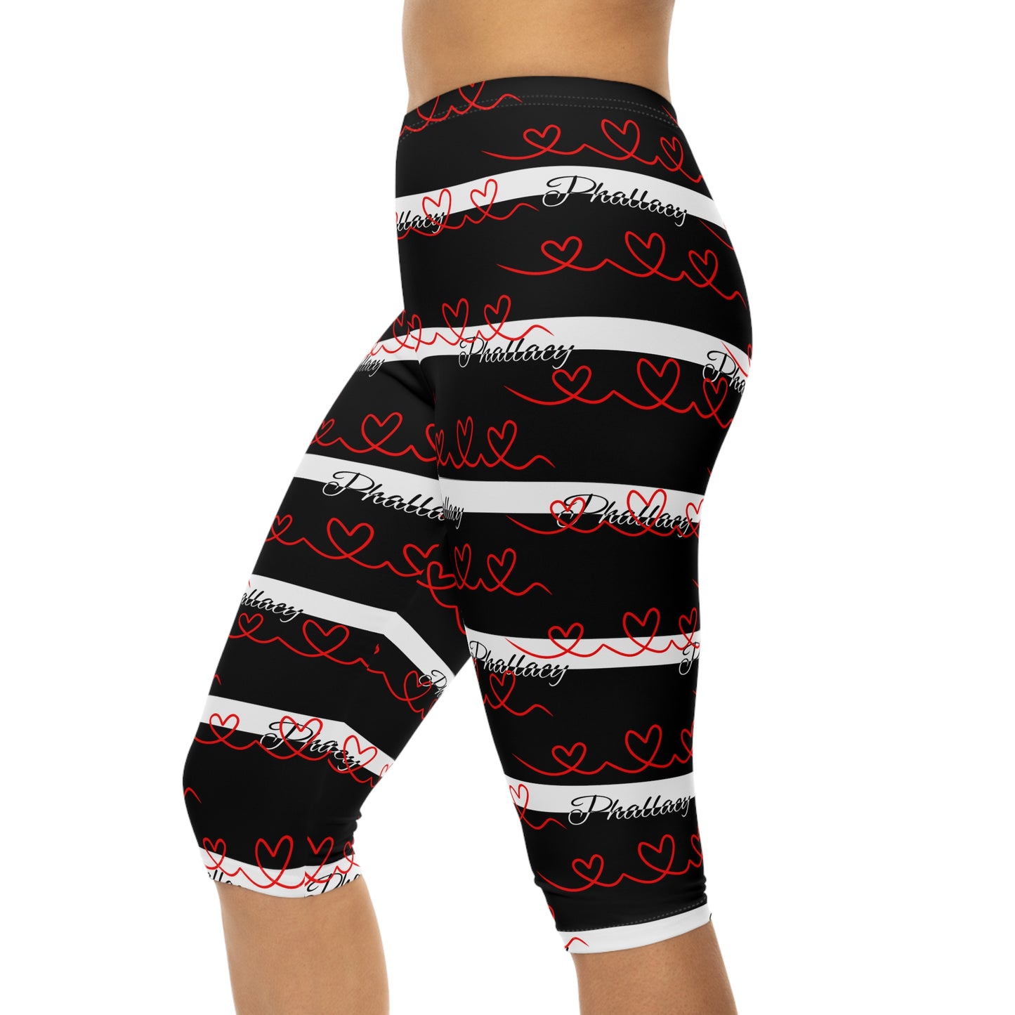 Phallacy Signature Striped Designer Capri Leggings