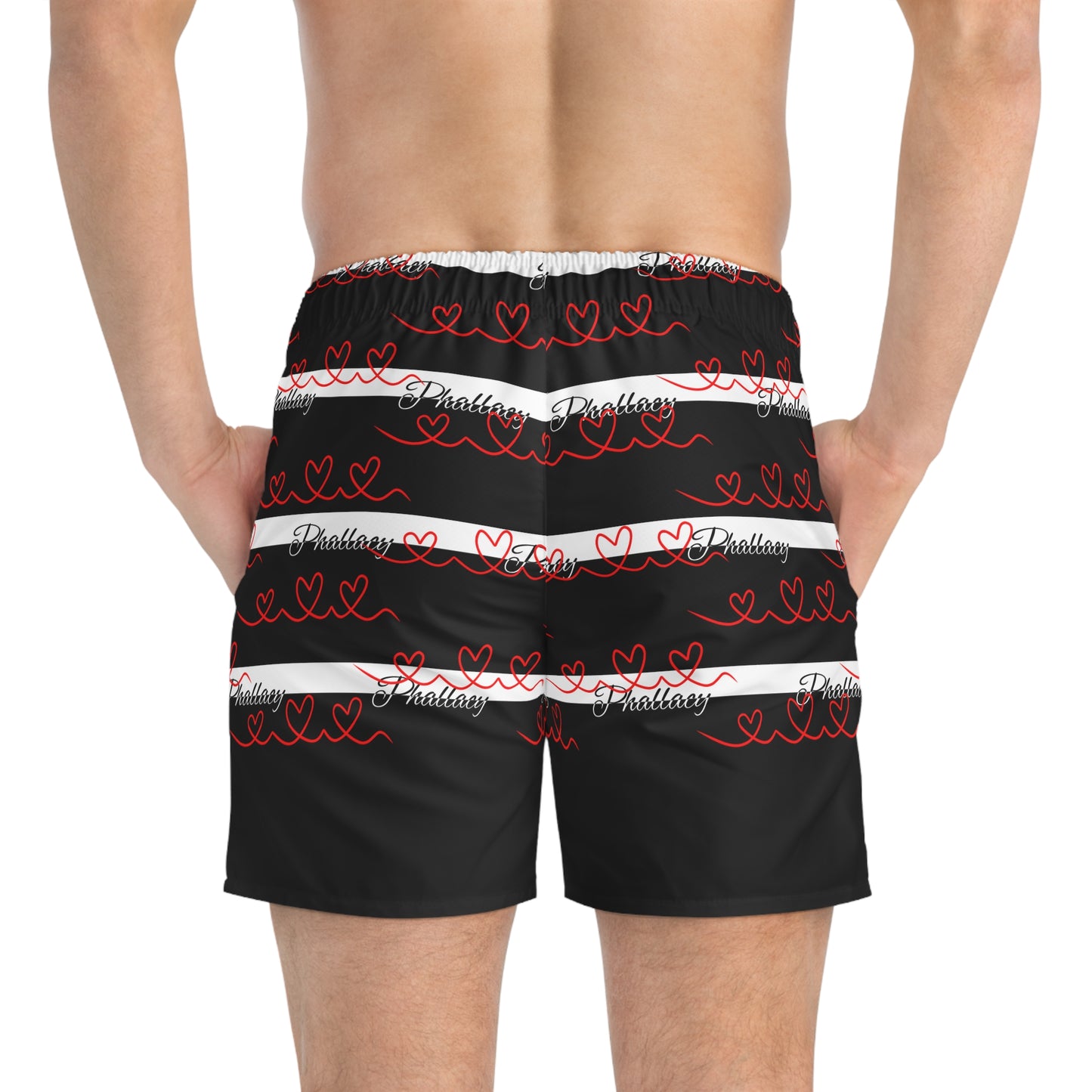 Phallacy Signature Striped Designer Swim Trunks