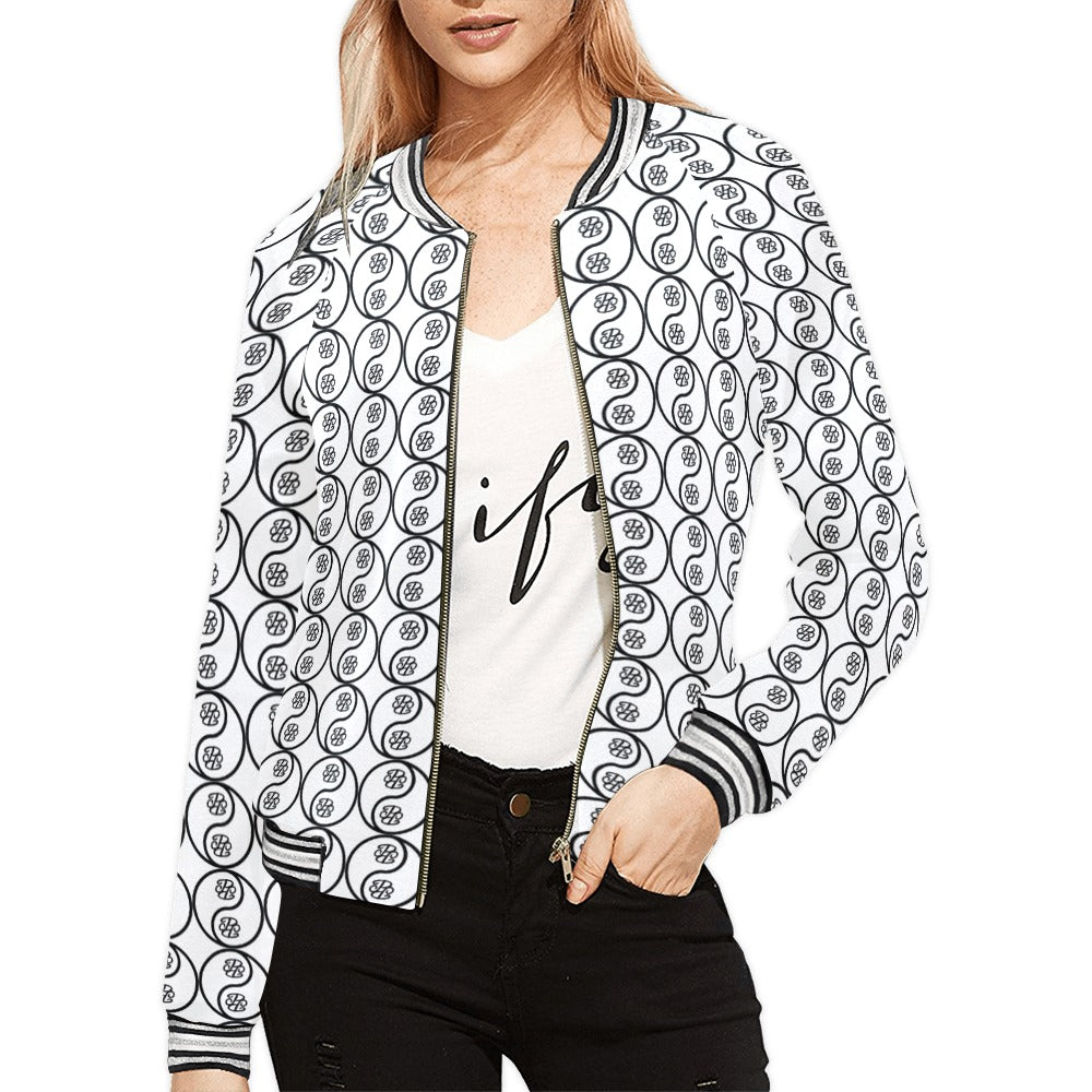 Phallacy Yin-Yang Designer Women's Varsity Bomber Jacket