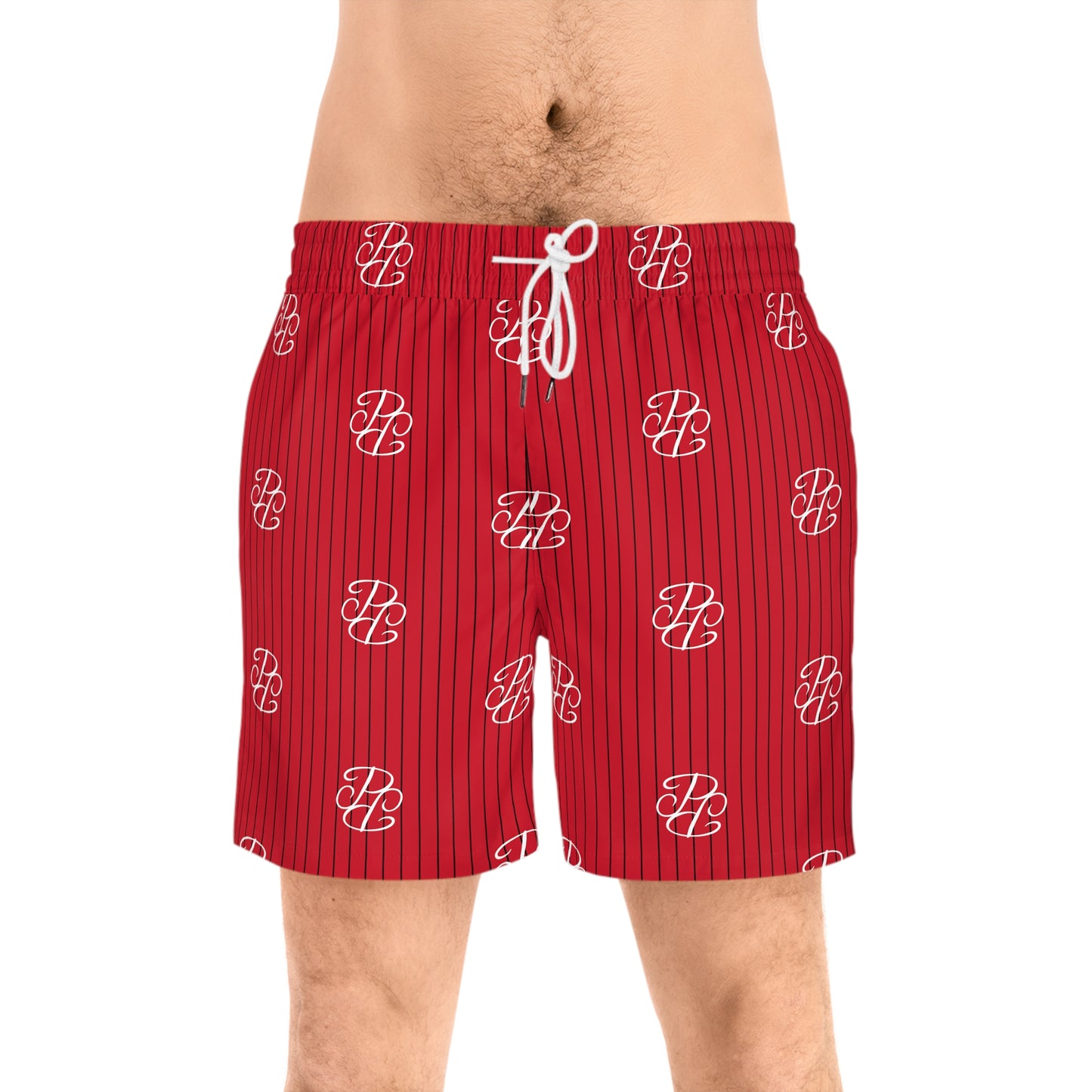 Phallacy Players Striped Designer Swim Shorts