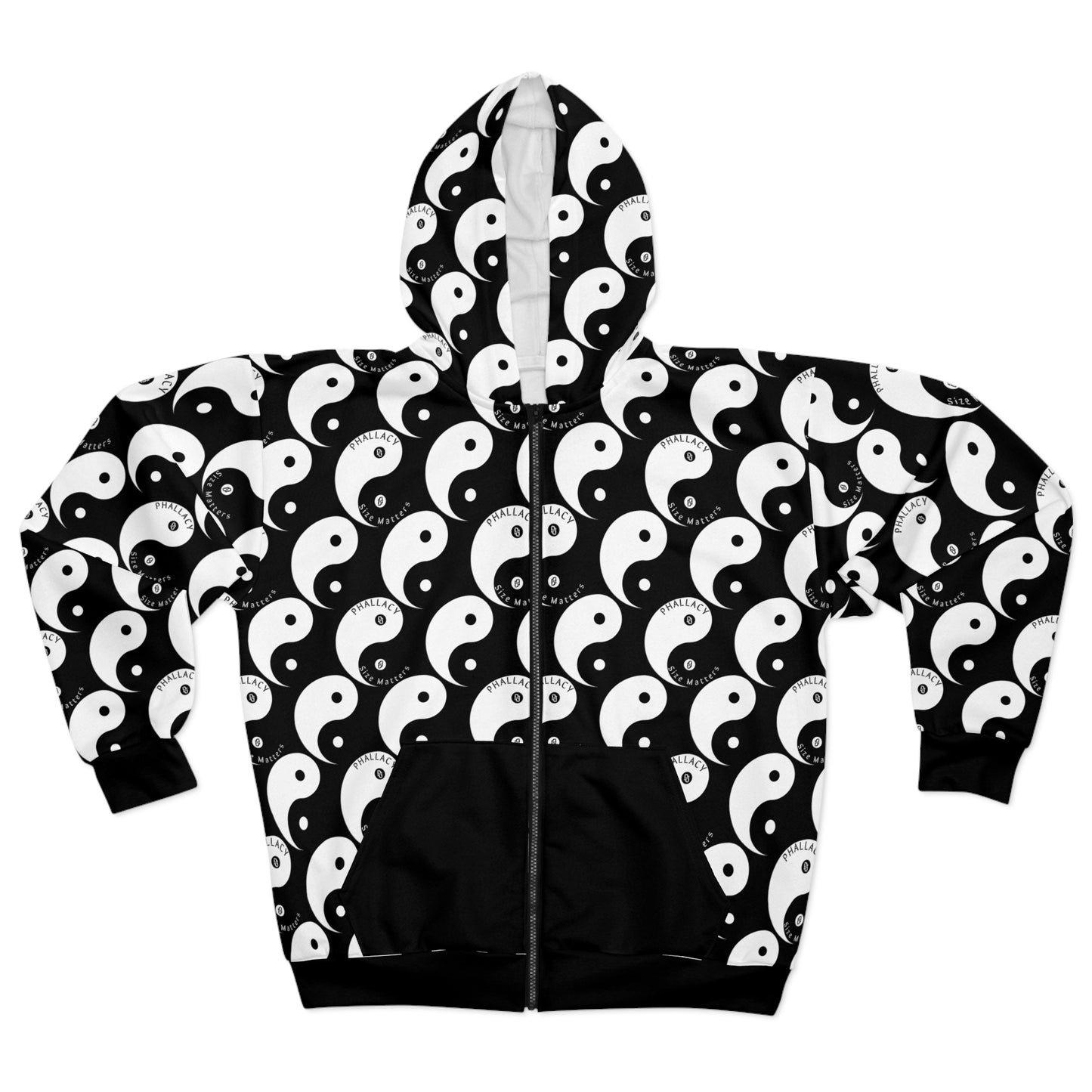 Phallacy Yin-Yang Designer Unisex Zip Hoodie