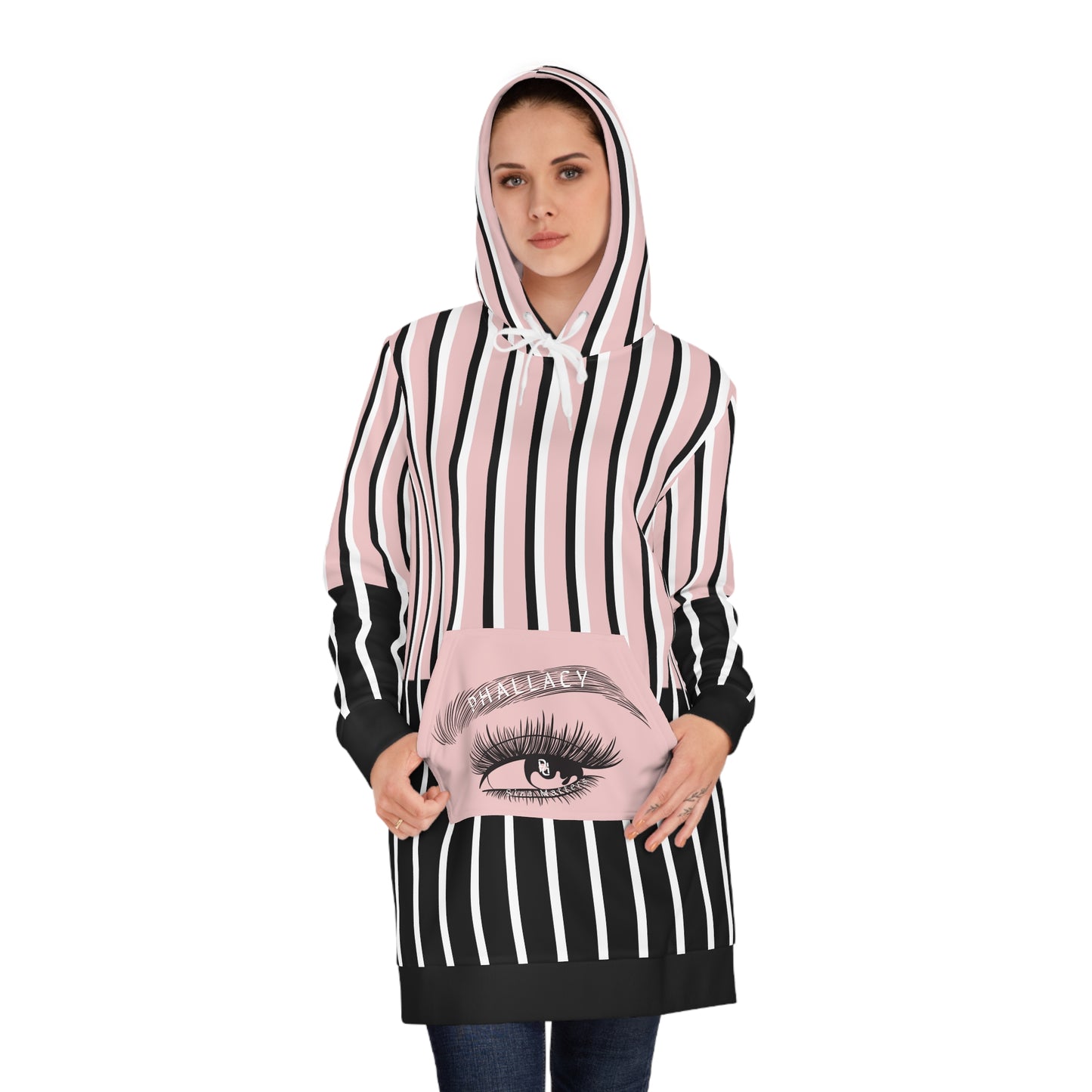 Phallacy Striped Designer Hoodie Dress