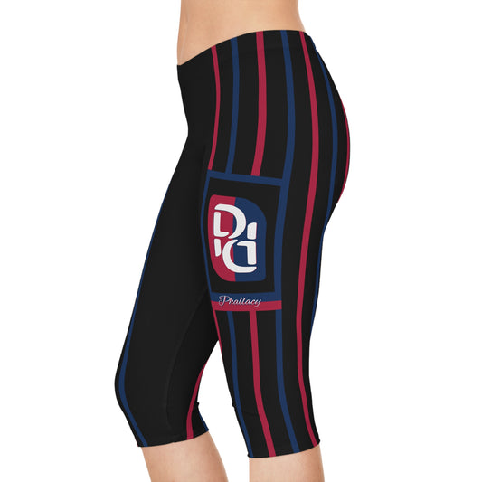 Phallacy Striped Designer Capri Leggings