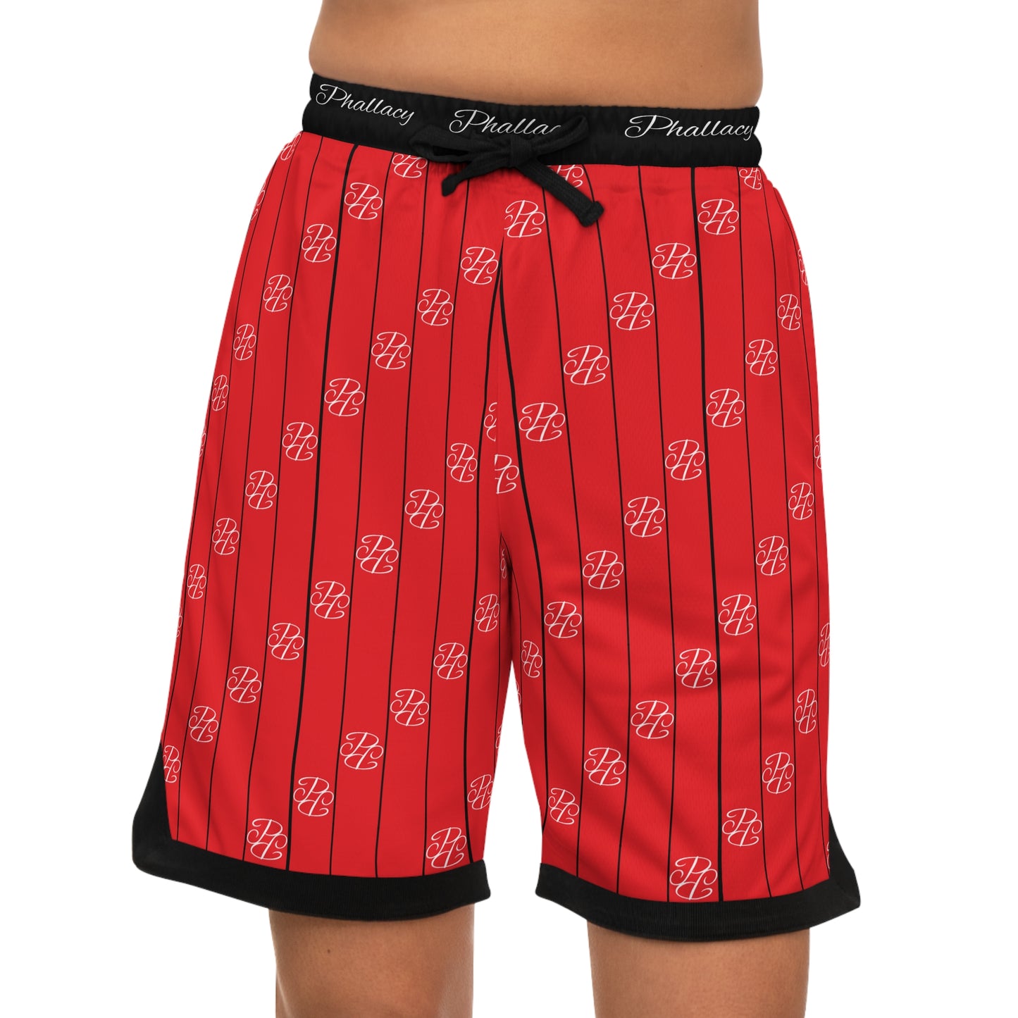 Phallacy Striped Designer Unisex Basketball Shorts