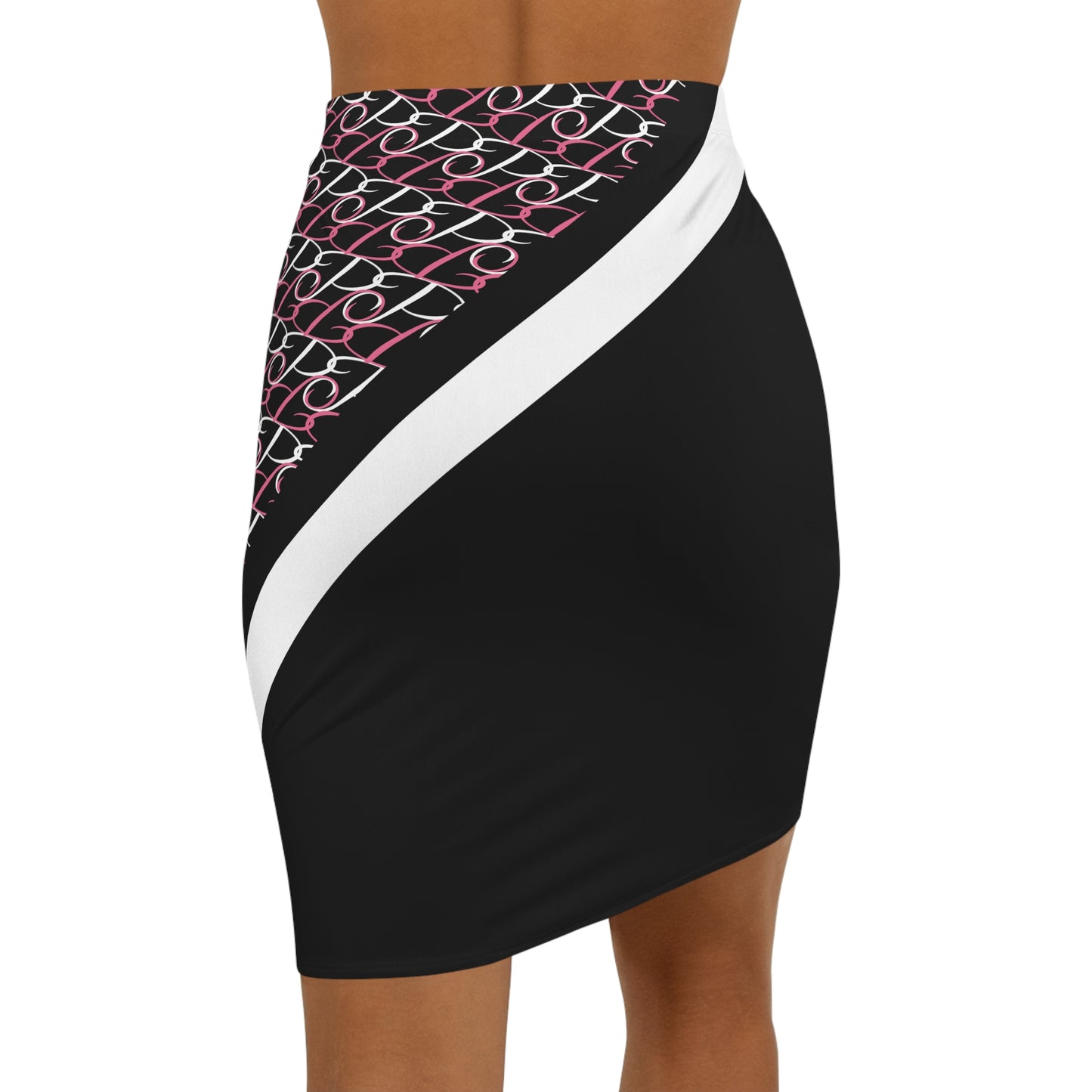 Phallacy Diamond Designer Mid-Waist Pencil Skirt