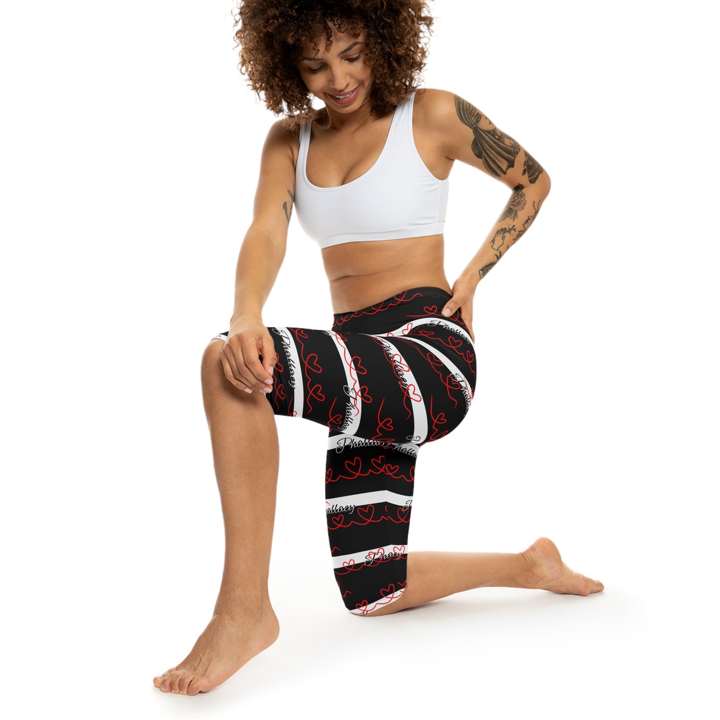 Phallacy Signature Striped Designer Capri Leggings