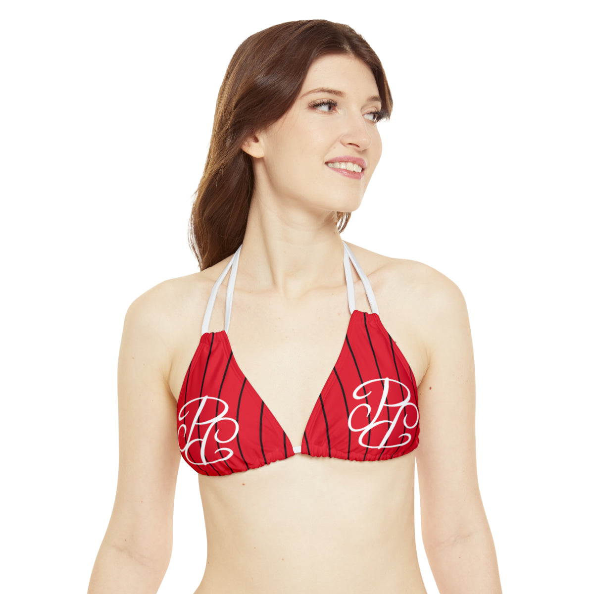 Phallacy Players Striped Designer Strappy Bikini Set