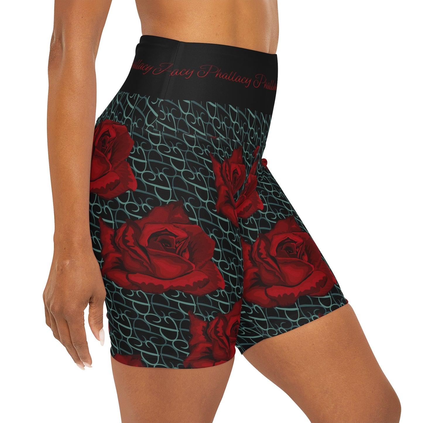 Phallacy Designer Floral High Waisted Yoga Shorts