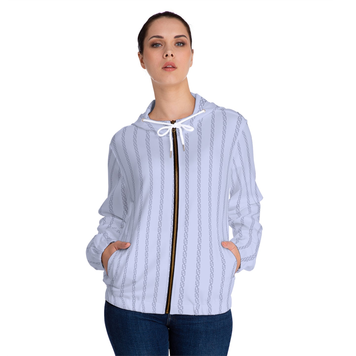 Phallacy Striped Designer Women’s Full-Zip Hoodie